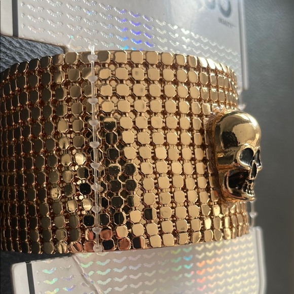 Gold Tone Skull Cuff Bracelet - Picture 7 of 14